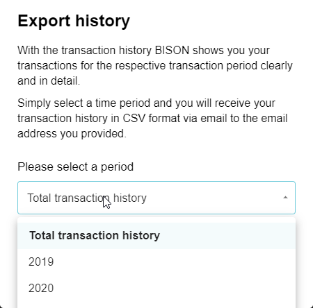 Parqet CSV Datei aus der Web-App von BISON herunterladen: Zeitraum auswählen