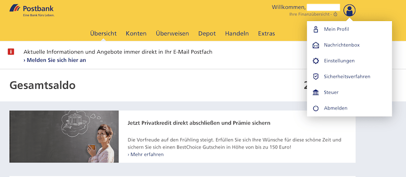 Postbank PDF Abrechnung finden