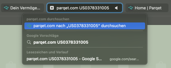 Parqet Quicksearch