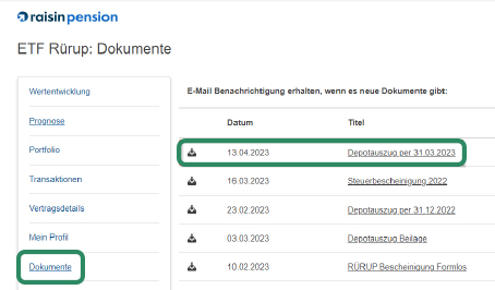 Parqet Null-Klick Import für WeltSparen (Raisin Pension)