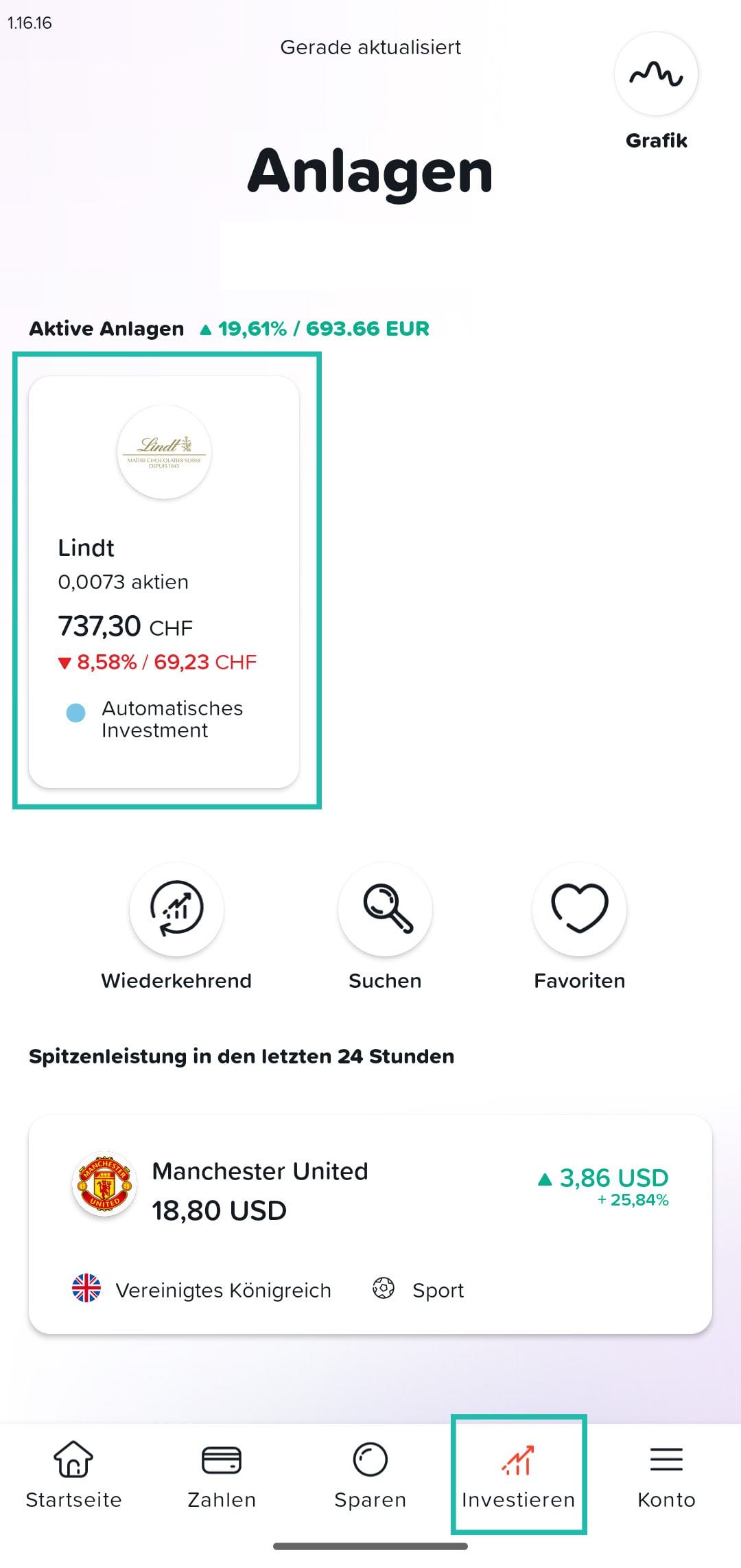 Parqet Null-Klick Import für Yuh
